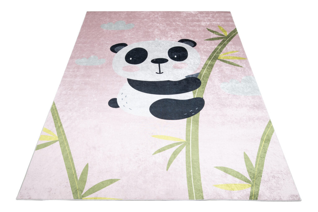 Alfombra Infantil Emma Lavable Antideslizante Rosa Panda Bambú