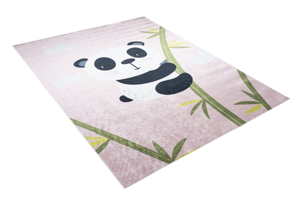 Alfombra Infantil Emma Lavable Antideslizante Rosa Panda Bambú