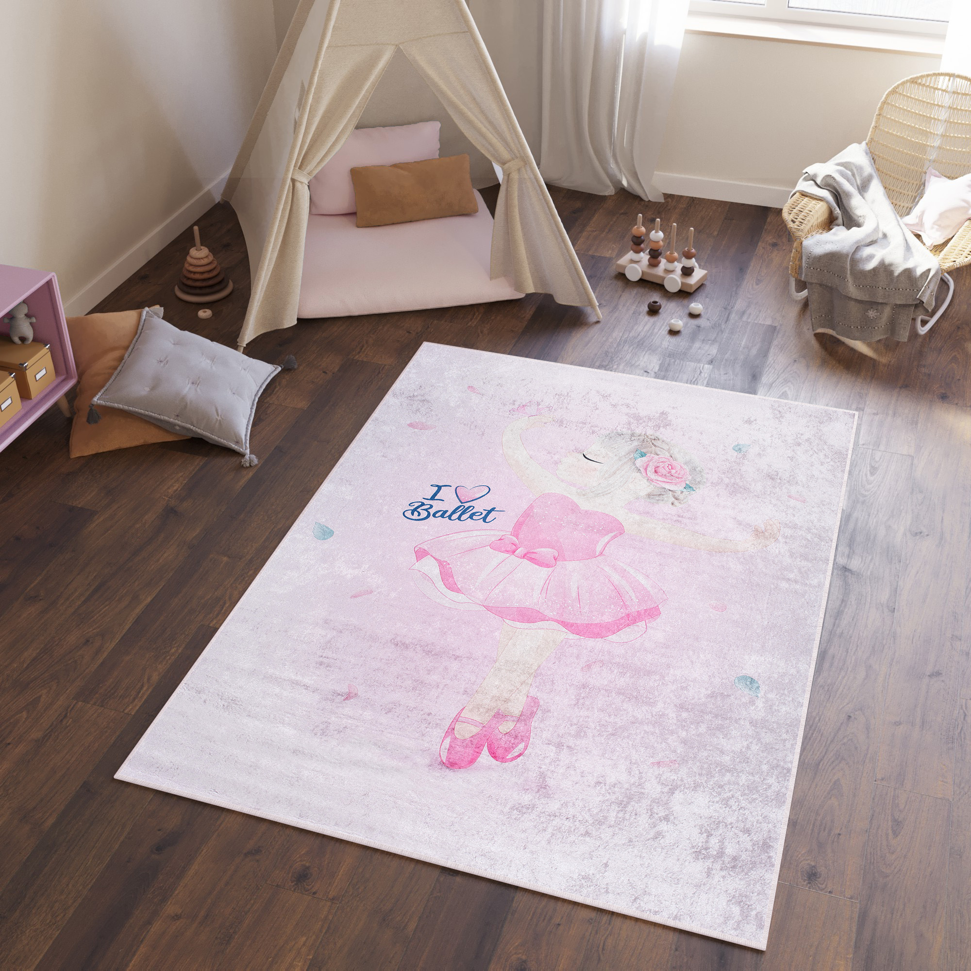 Alfombra Infantil Emma Rosa Bailarina Antideslizante