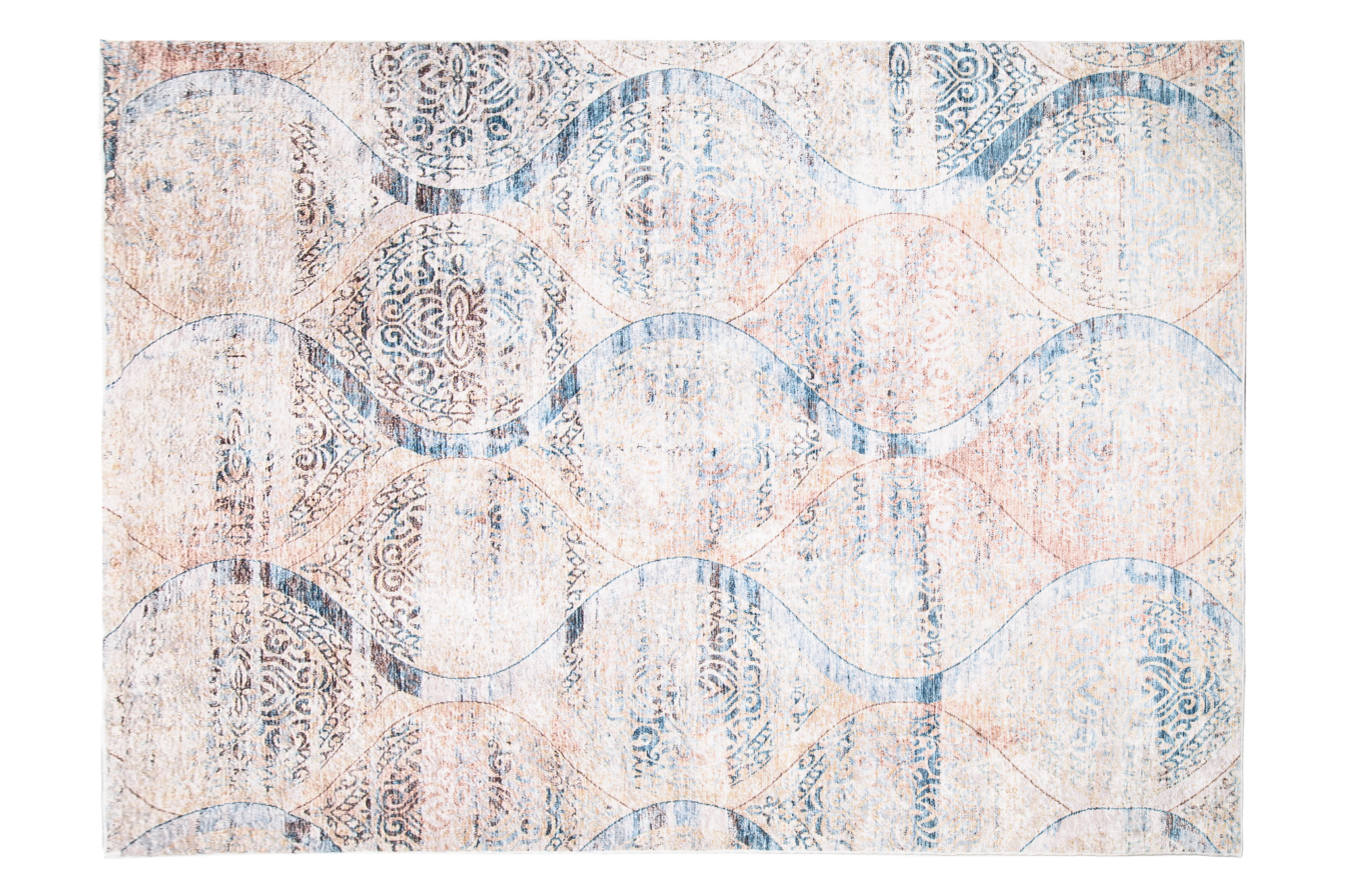 Alfombra Toscana Vintage Azul Beige Ornamentos