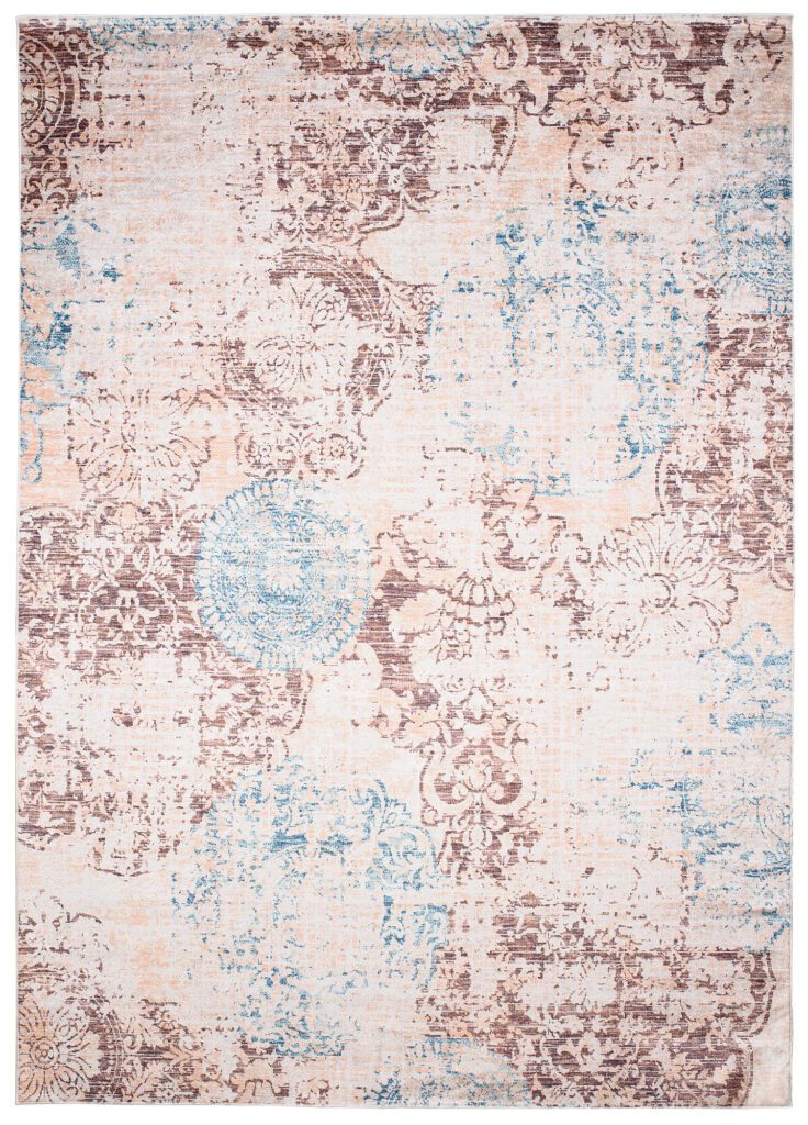Alfombra Toscana Vintage Azul Beige Antideslizante