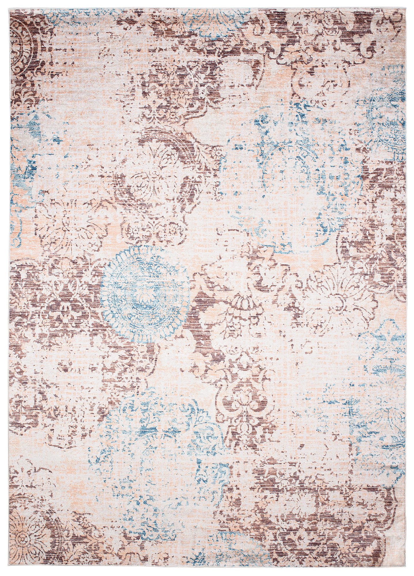 Alfombra Toscana Vintage Azul Beige Antideslizante