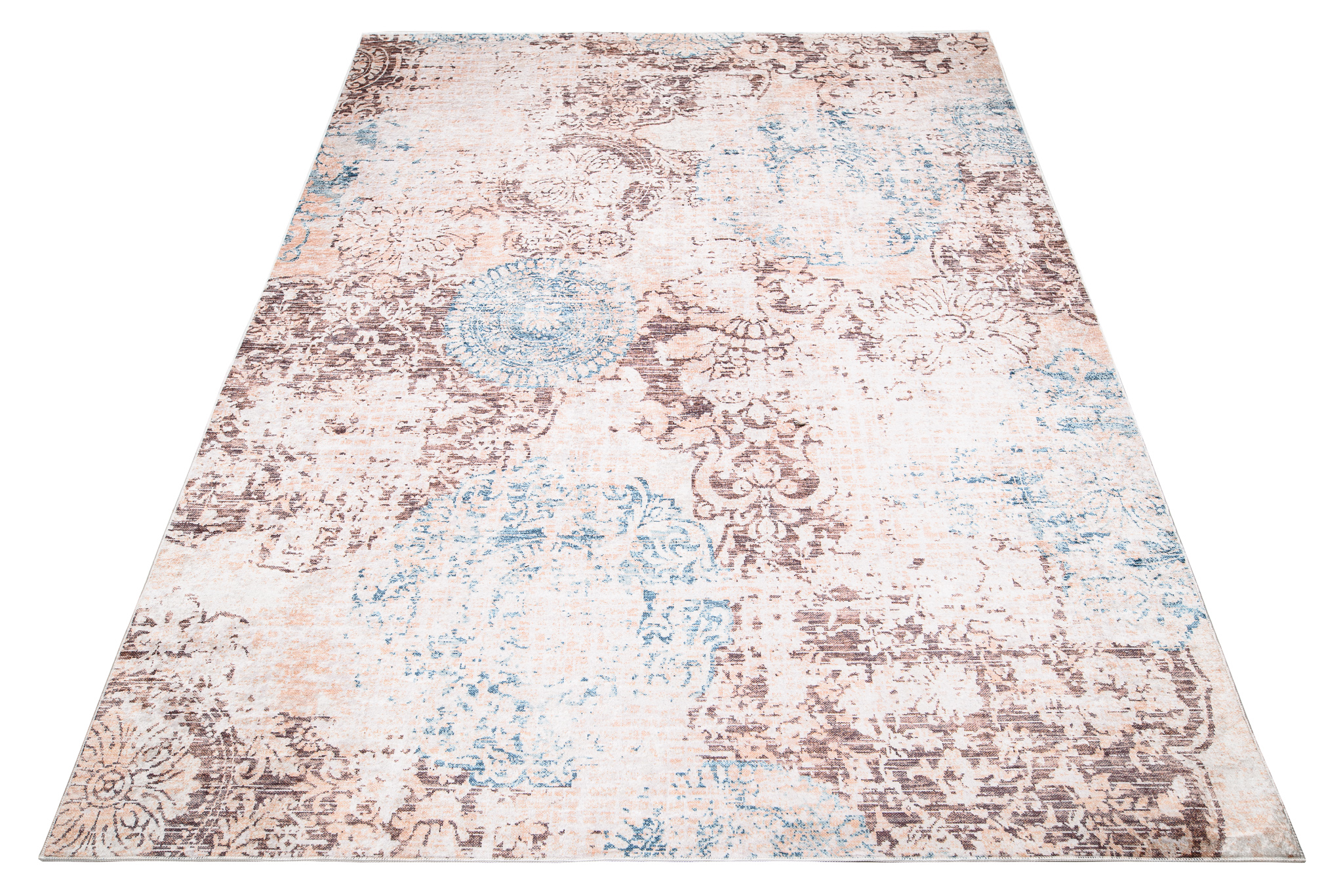 Alfombra Toscana Vintage Azul Beige Antideslizante