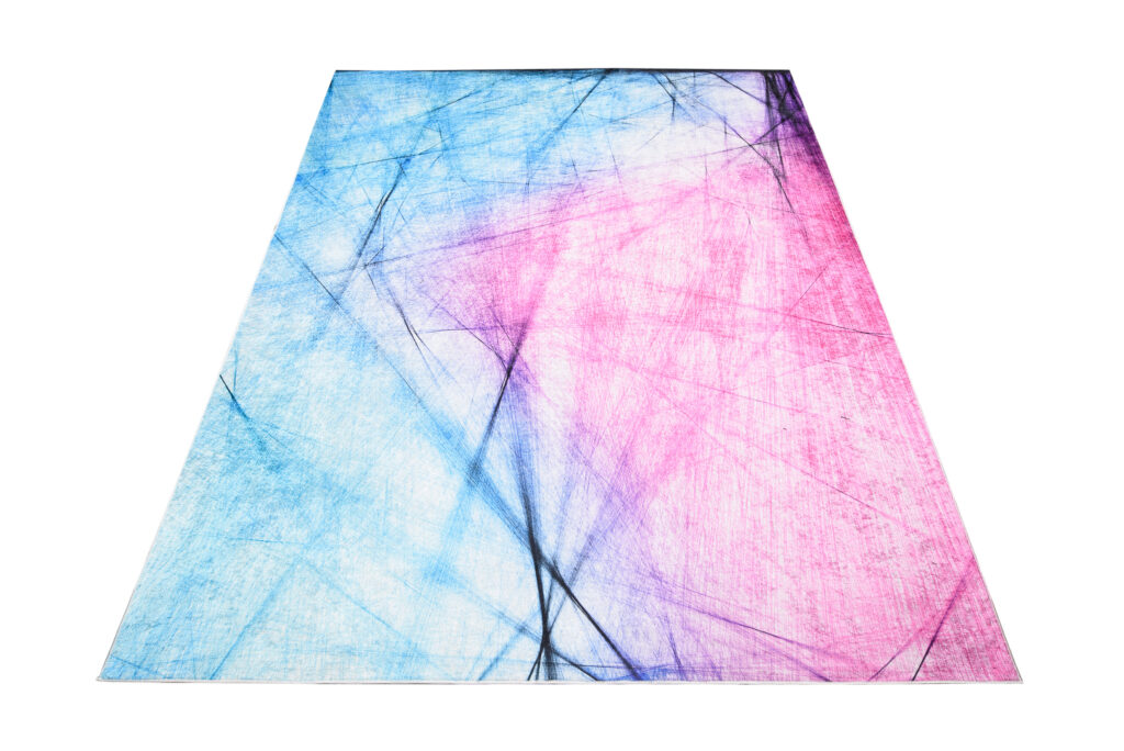 Alfombra Toscana Rosa Azul Líneas Abstractas