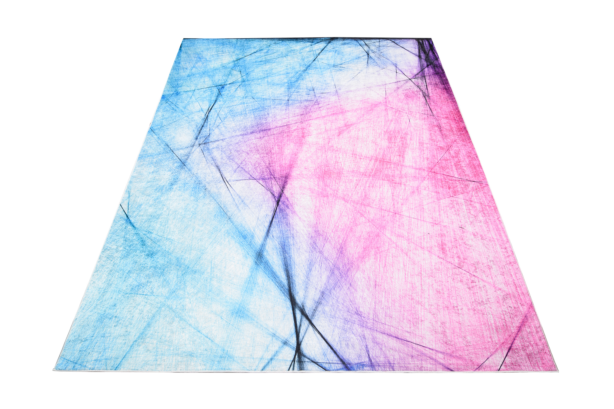 Alfombra Toscana Rosa Azul Líneas Abstractas