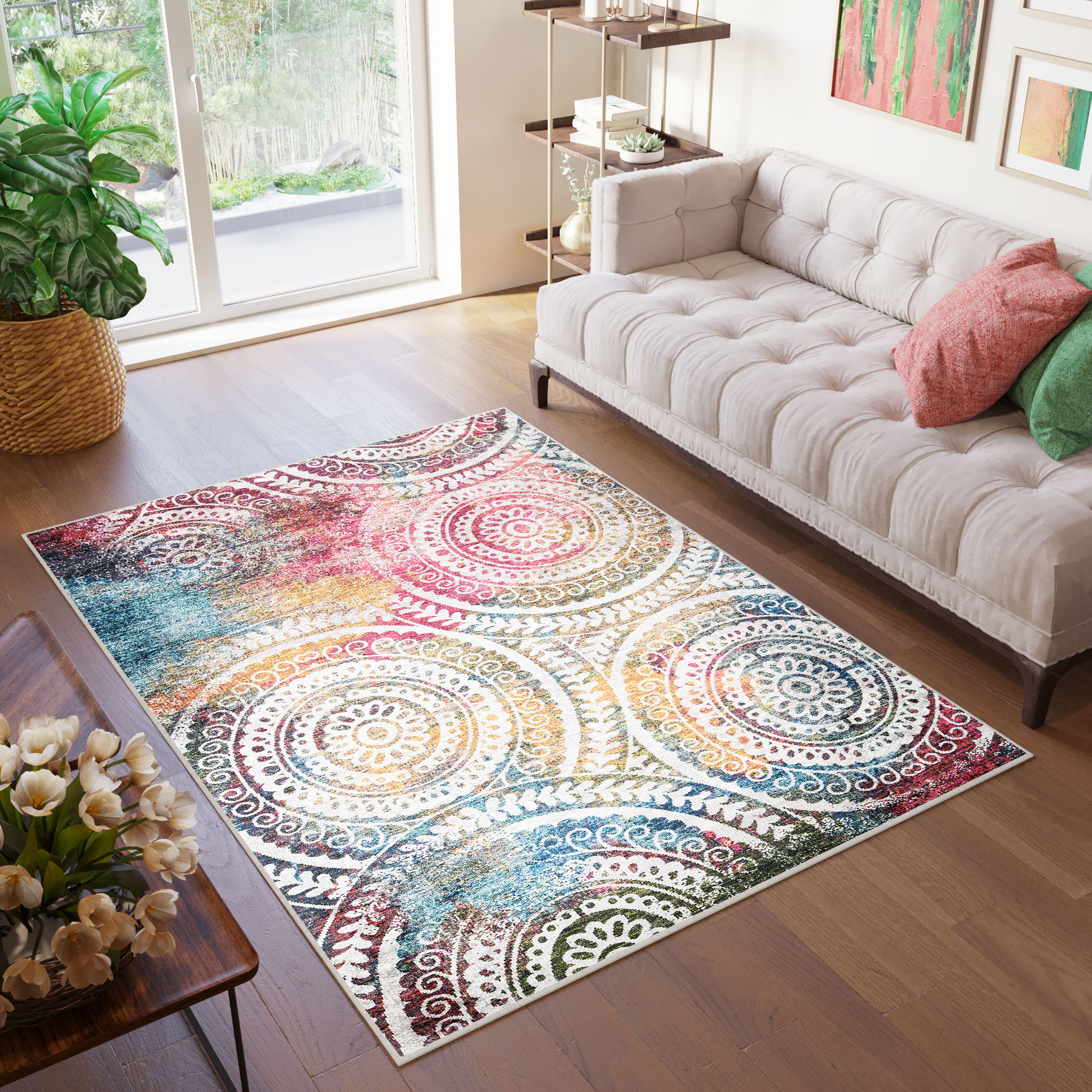 Alfombra Toscana Vintage Multicolor Rosetones