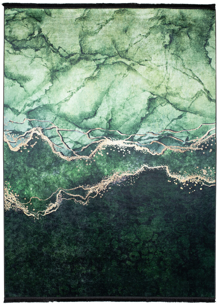 Alfombra Toscana con Flecos Verde Dorado