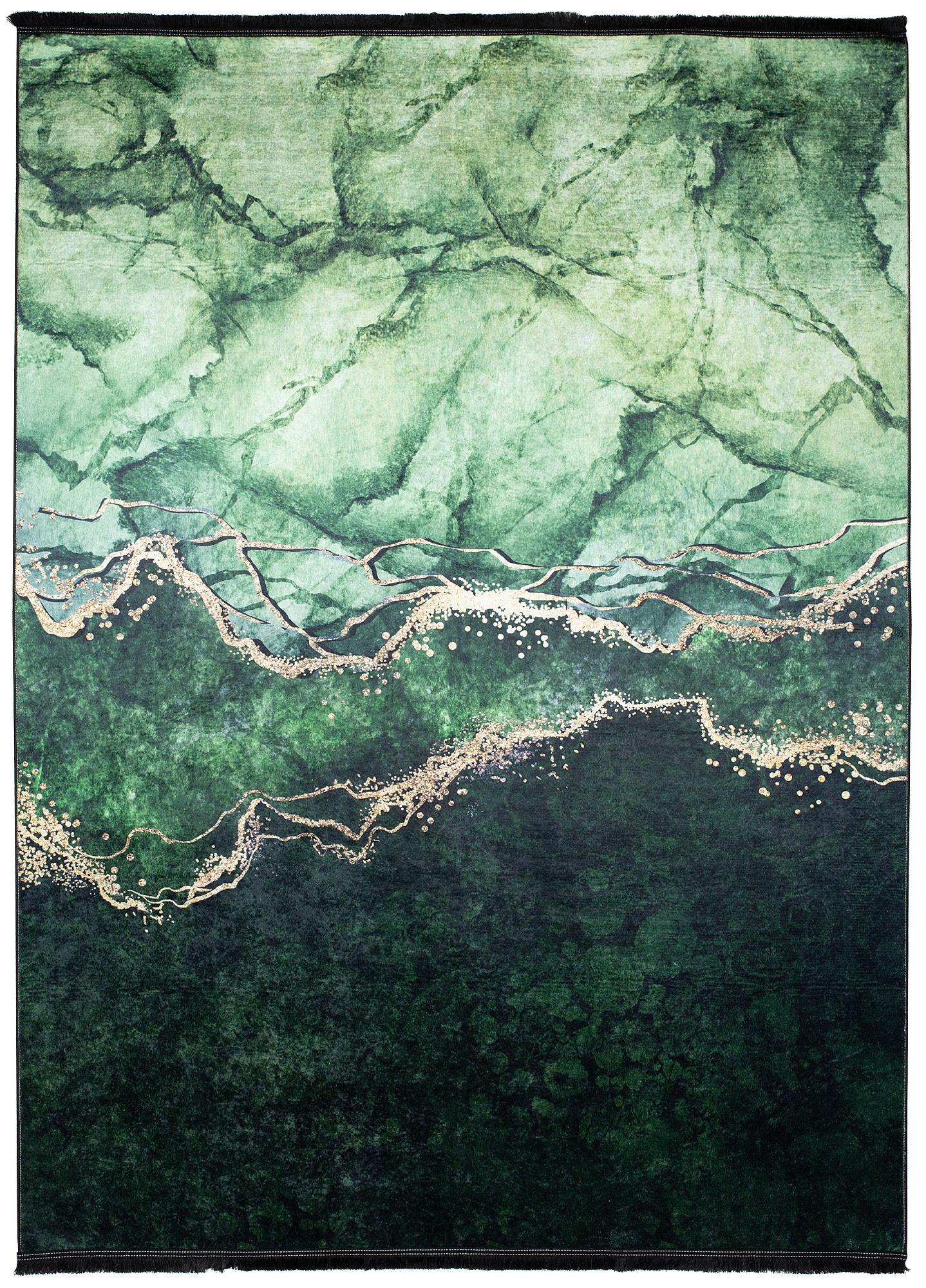 Alfombra Toscana con Flecos Verde Dorado