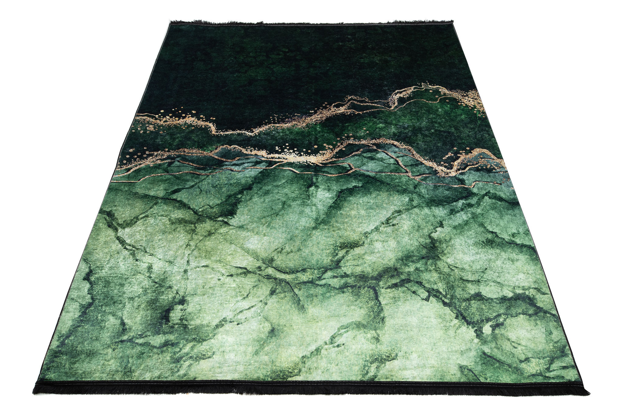 Alfombra Toscana con Flecos Verde Dorado