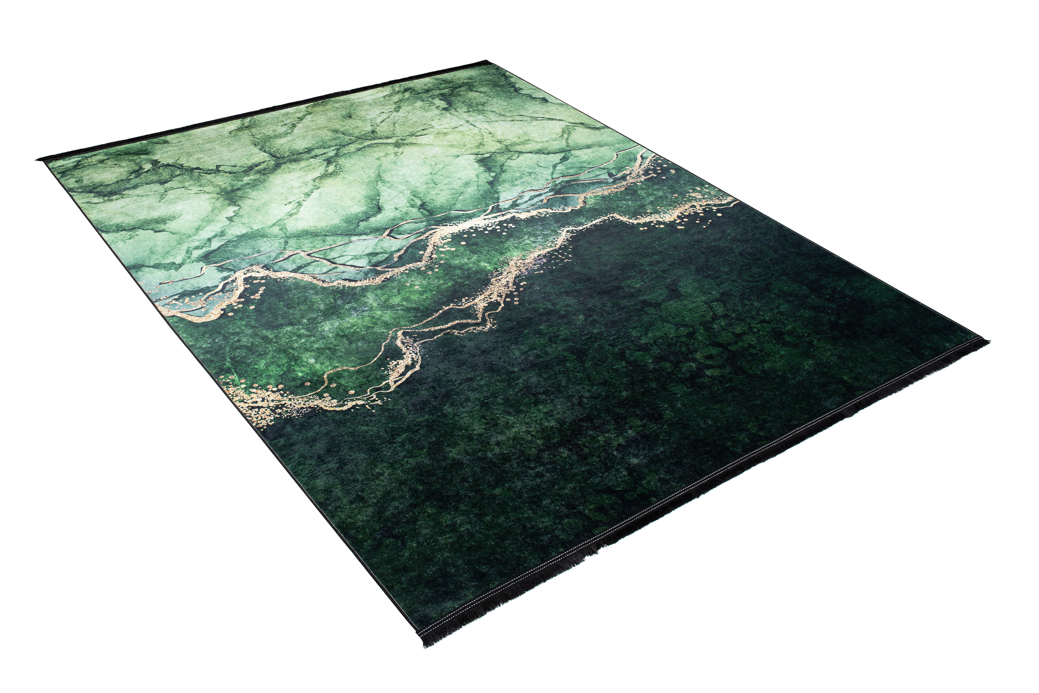 Alfombra Toscana con Flecos Verde Dorado