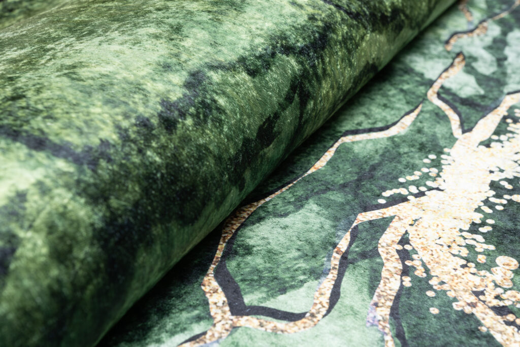 Alfombra Toscana con Flecos Verde Dorado