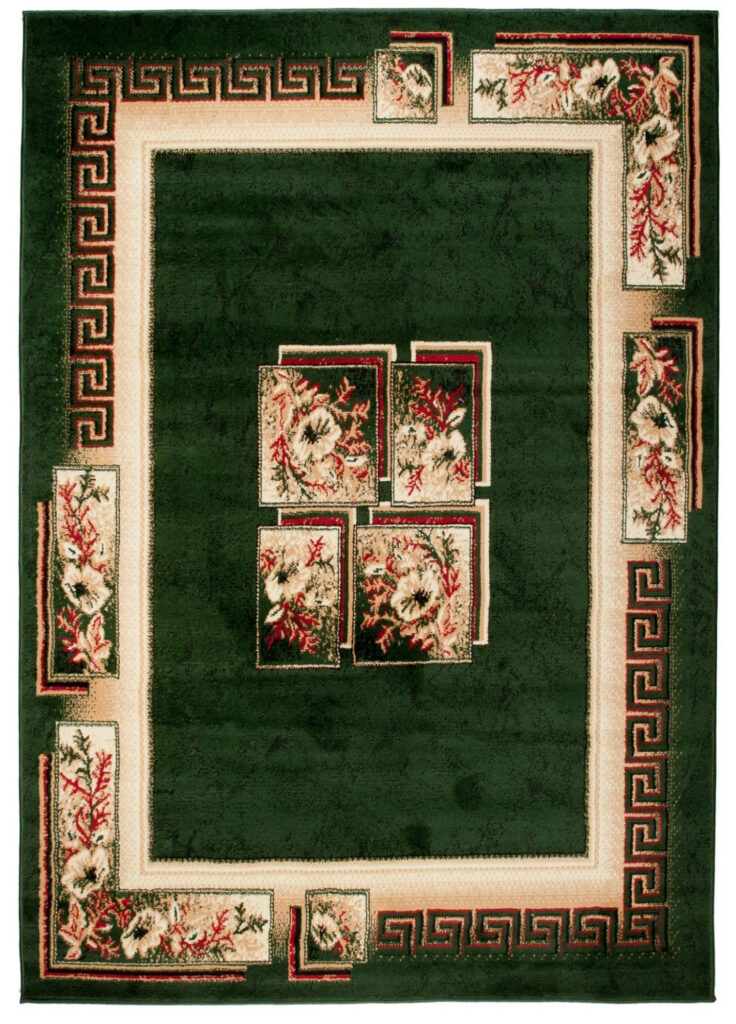 Alfombra Atlas Verde Beige Clásico Borde