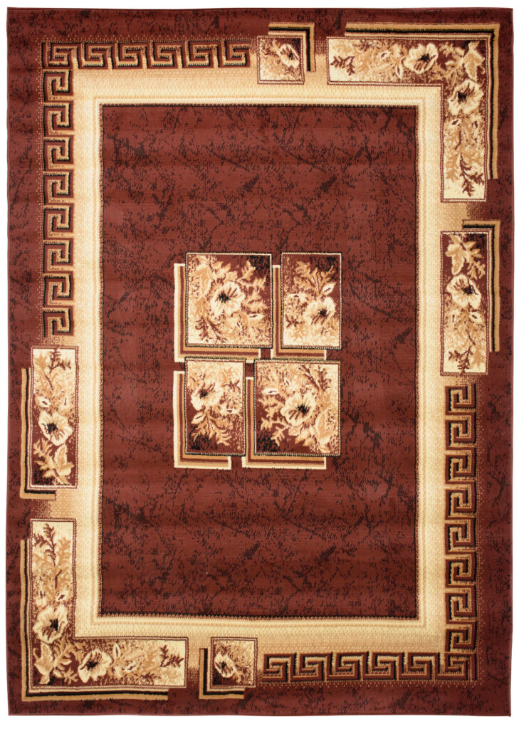 Alfombra Atlas Marrón Beige Clásico Borde