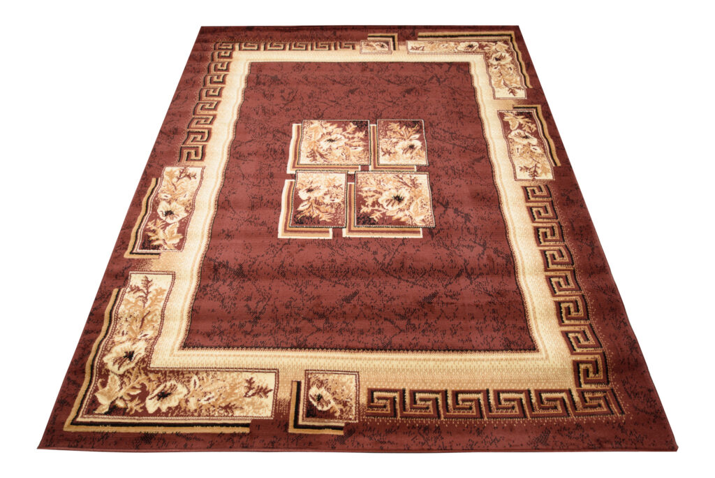 Alfombra Atlas Marrón Beige Clásico Borde