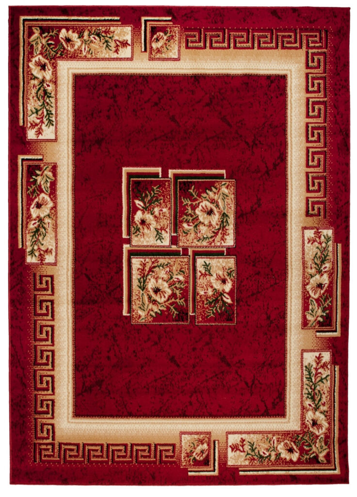 Alfombra Atlas Rojo Beige Clásico Borde