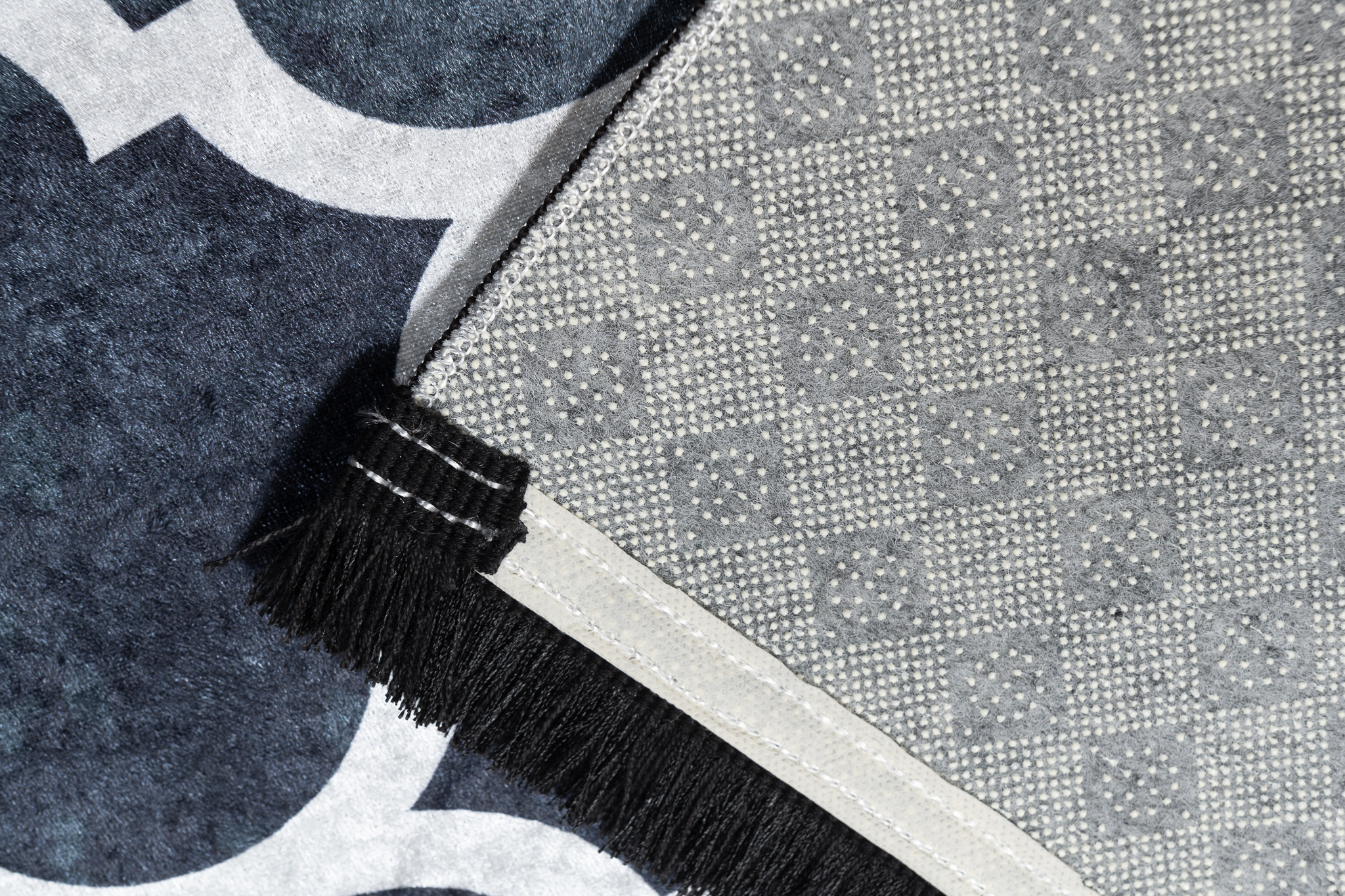 Alfombra Toscana con Flecos Azul Marino Trellis
