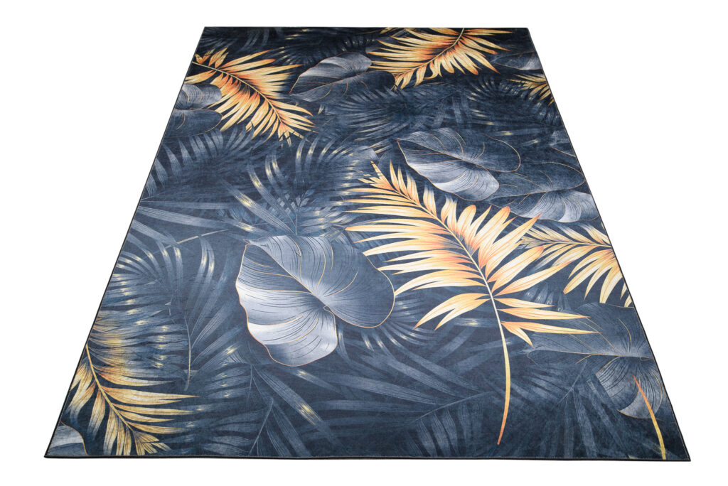 Alfombra Toscana Grafito Dorado Hojas