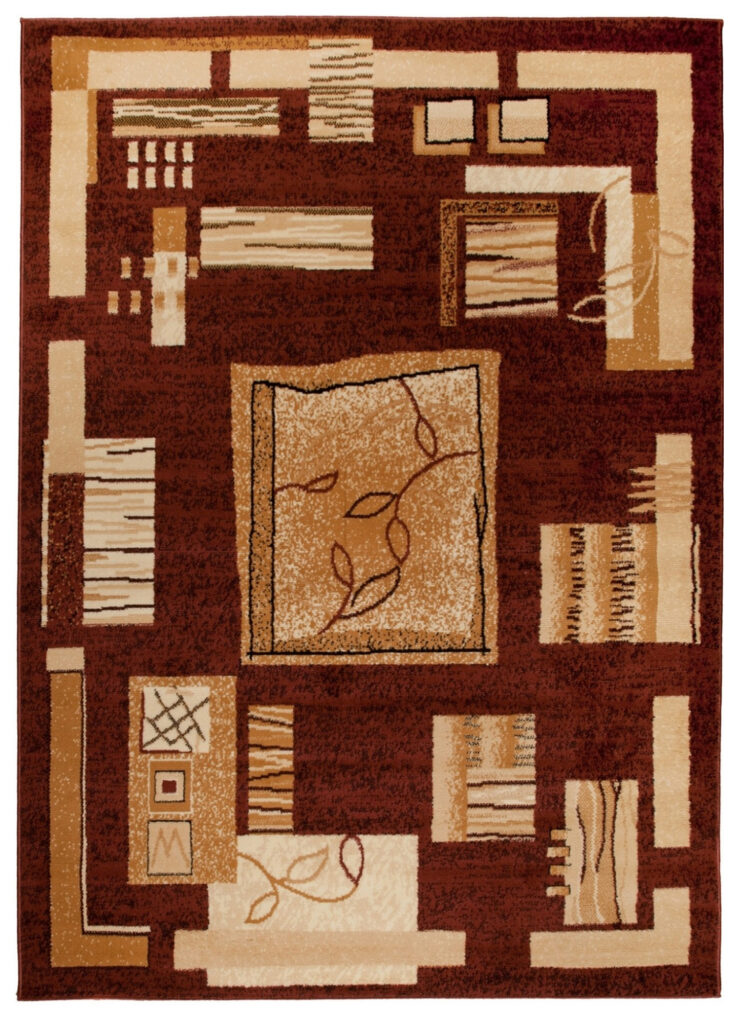 Alfombra Atlas Marrón Beige Geométrico Hojas