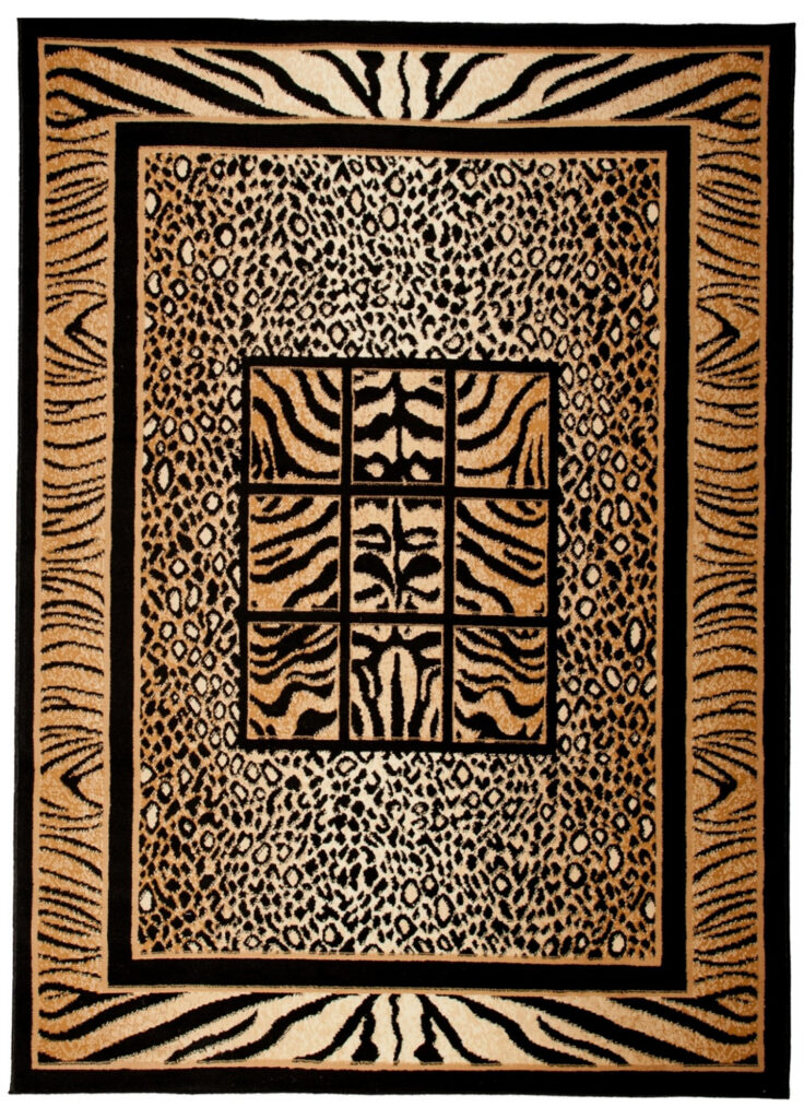 Alfombra Atlas Negro Marrón Estampado Animal Safari