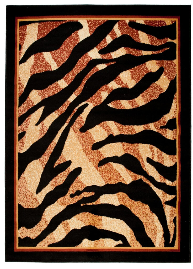 Alfombra Atlas Negro Beige Estampado Animal Tigre
