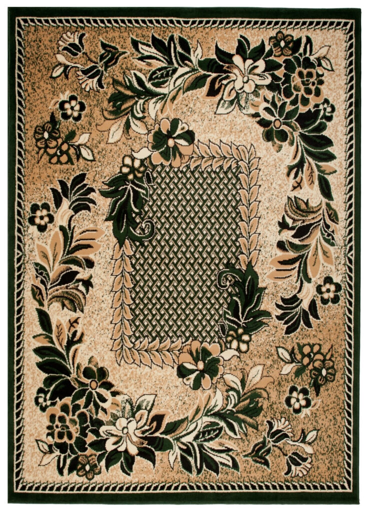 Alfombra Atlas Beige Verde Moderno Floral
