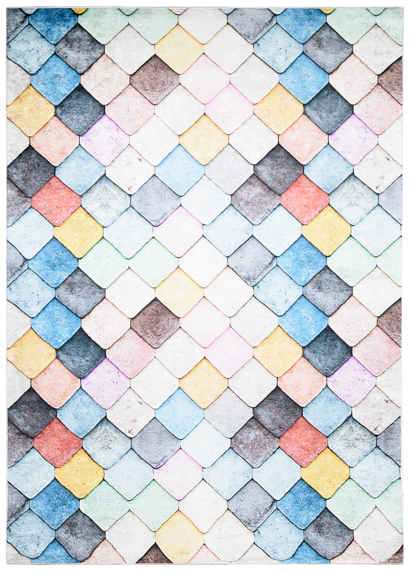 Alfombra Toscana Geométrica Cuadrados Pastel
