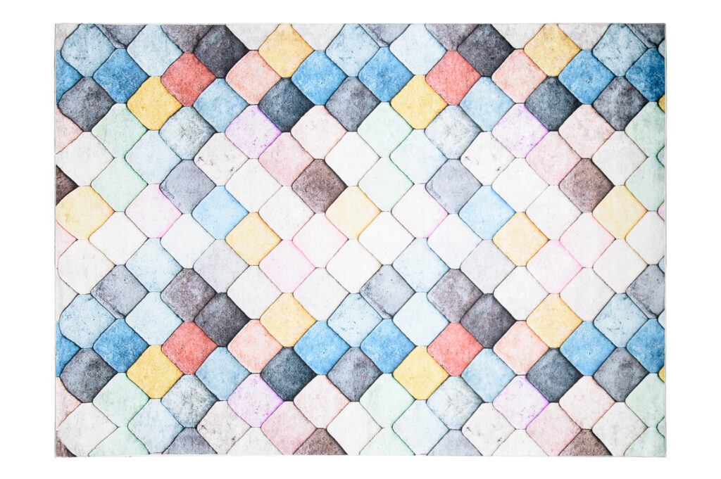 Alfombra Toscana Geométrica Cuadrados Pastel