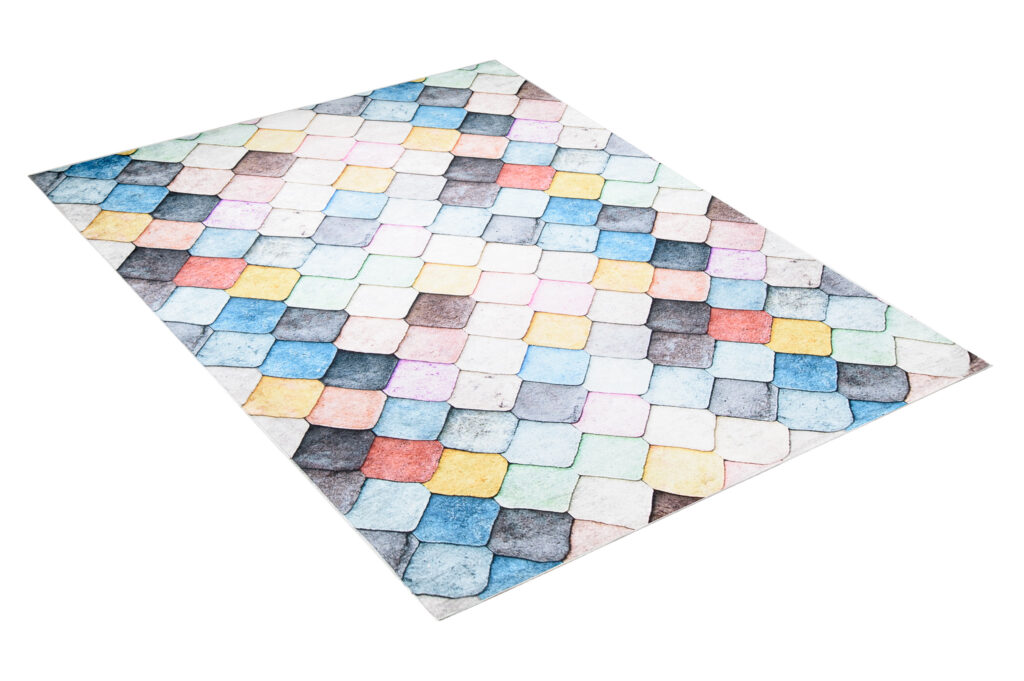 Alfombra Toscana Geométrica Cuadrados Pastel
