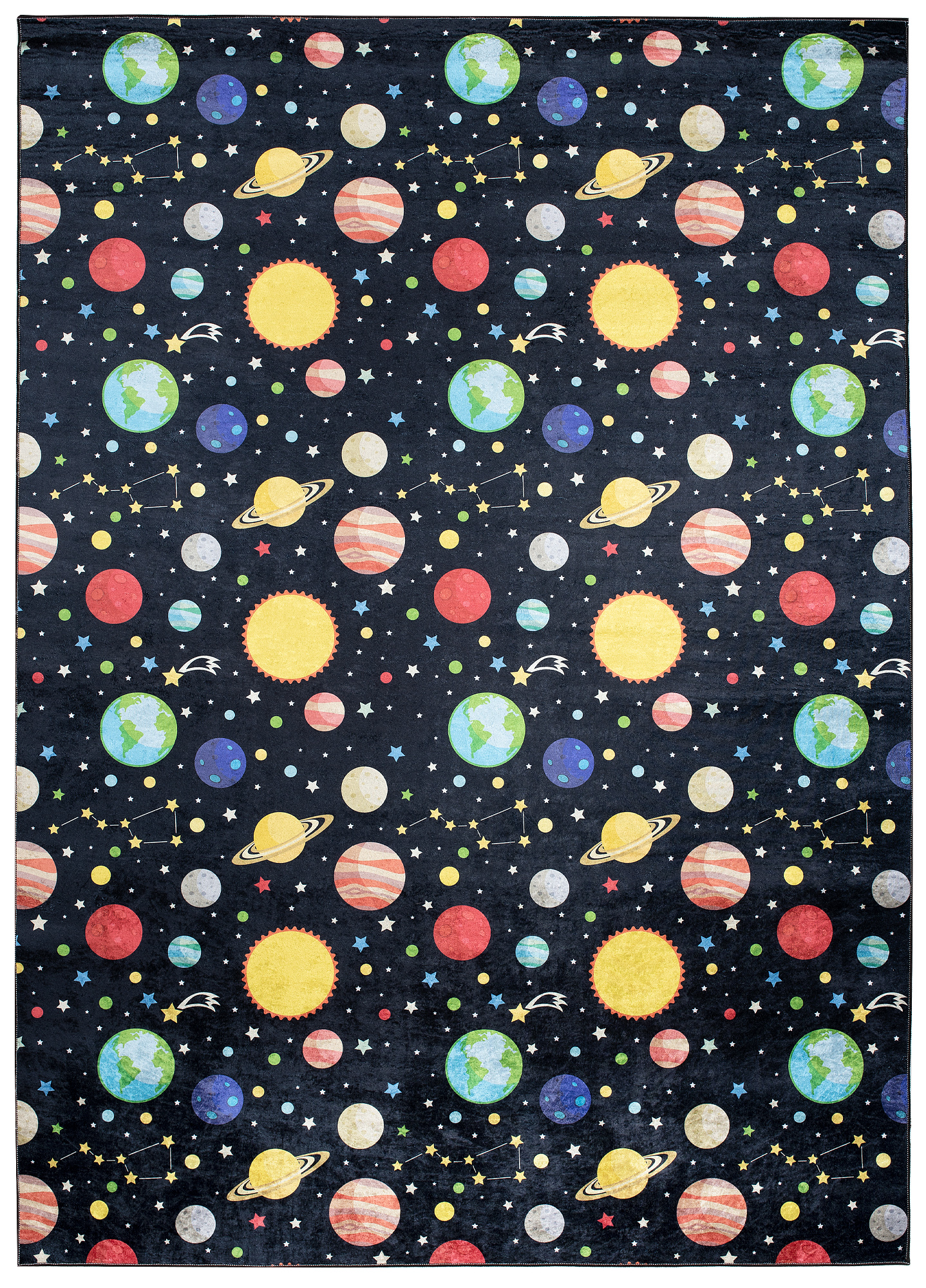 Alfombra Infantil Emma Oscura Espacio Planetas Antideslizante