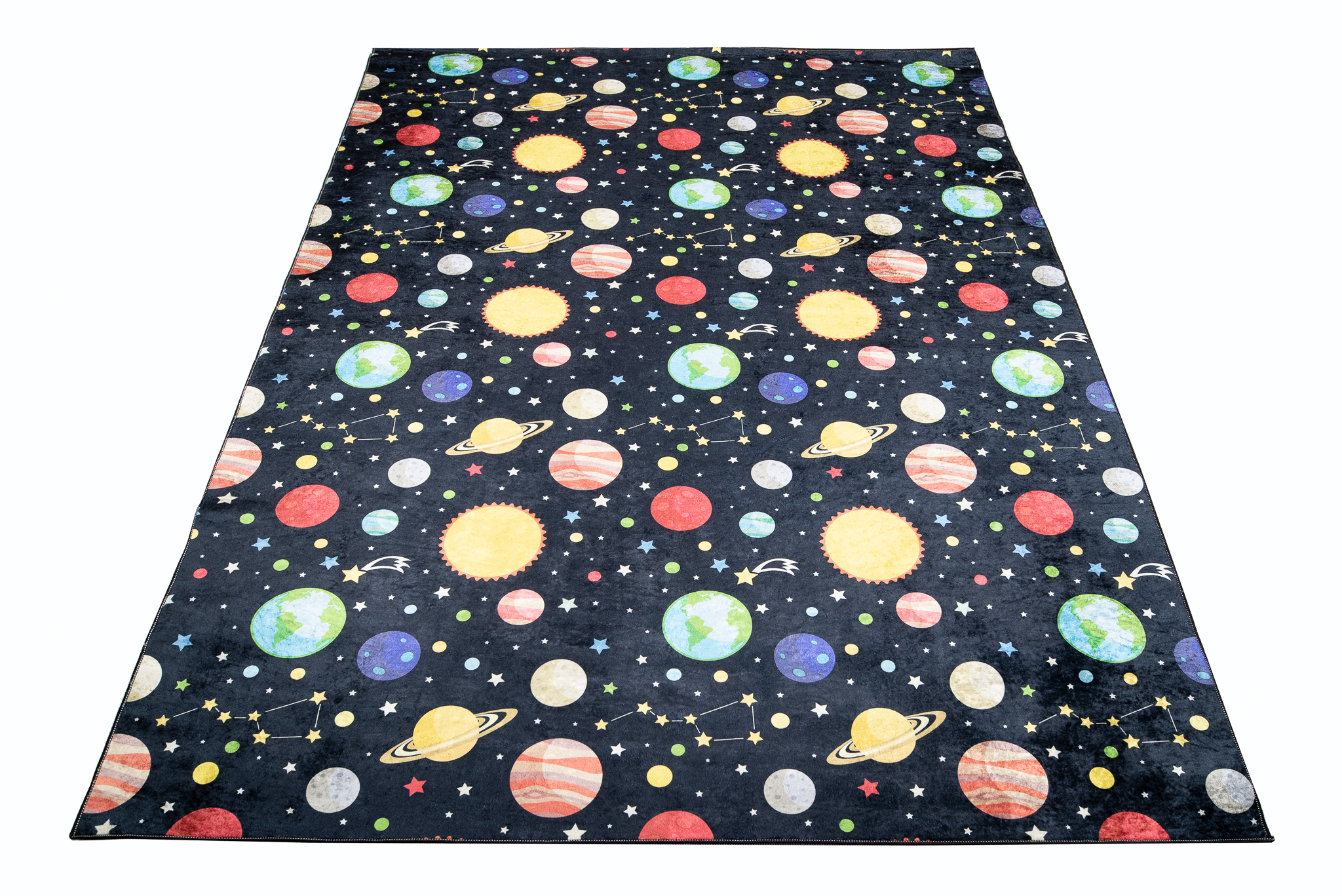 Alfombra Infantil Emma Oscura Espacio Planetas Antideslizante