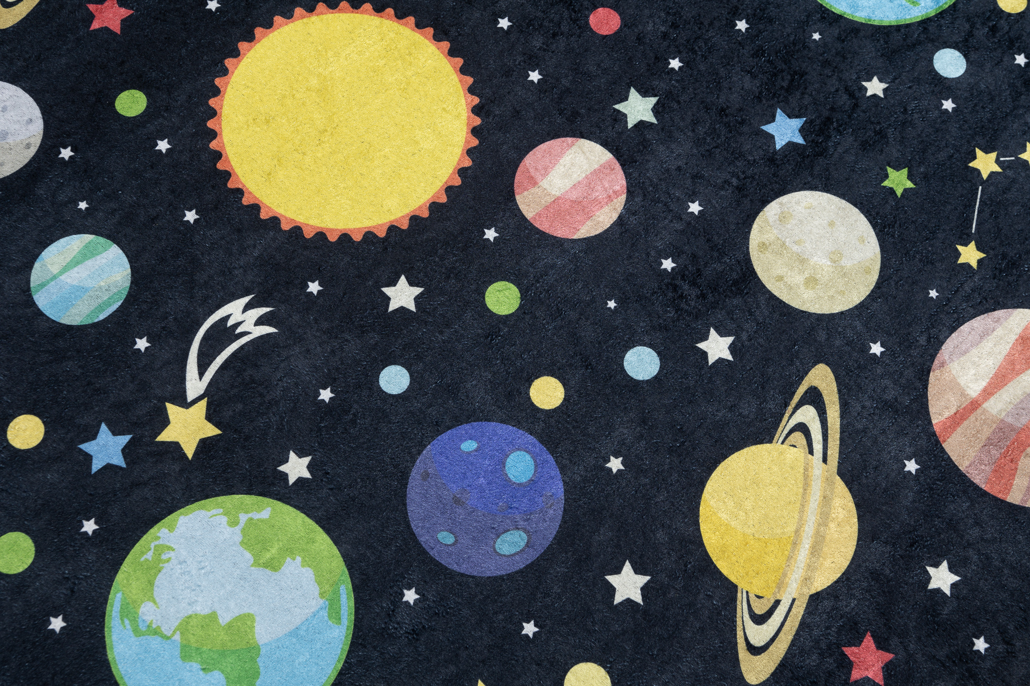 Alfombra Infantil Emma Oscura Espacio Planetas Antideslizante