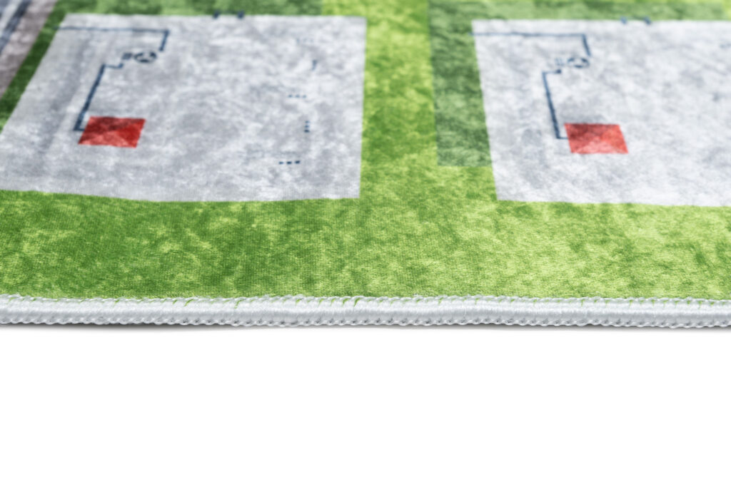 Alfombra Infantil Emma Verde Gris Ciudad Antideslizante