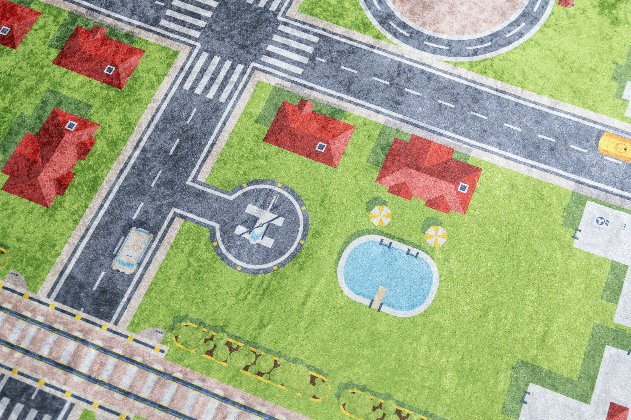 Alfombra Infantil Emma Verde Gris Ciudad Antideslizante