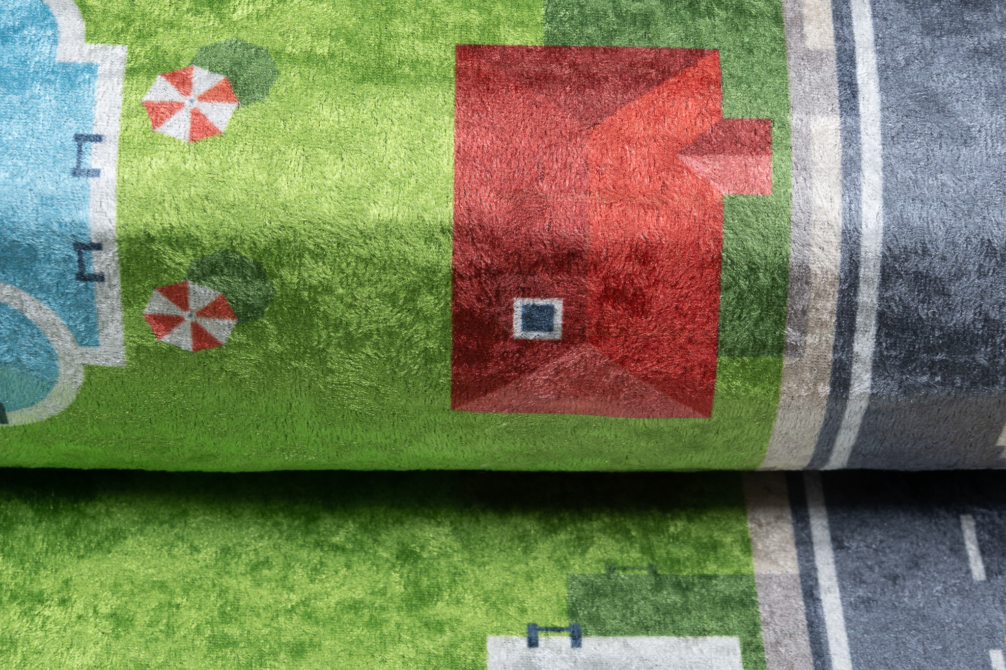Alfombra Infantil Emma Verde Gris Ciudad Antideslizante