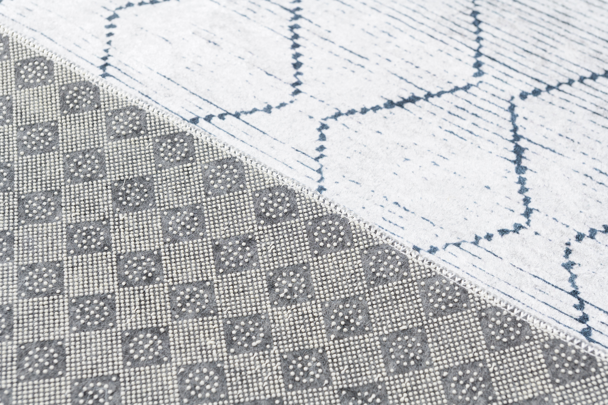 Alfombra Toscana Geométrica Gris Zigzag Azul Marino