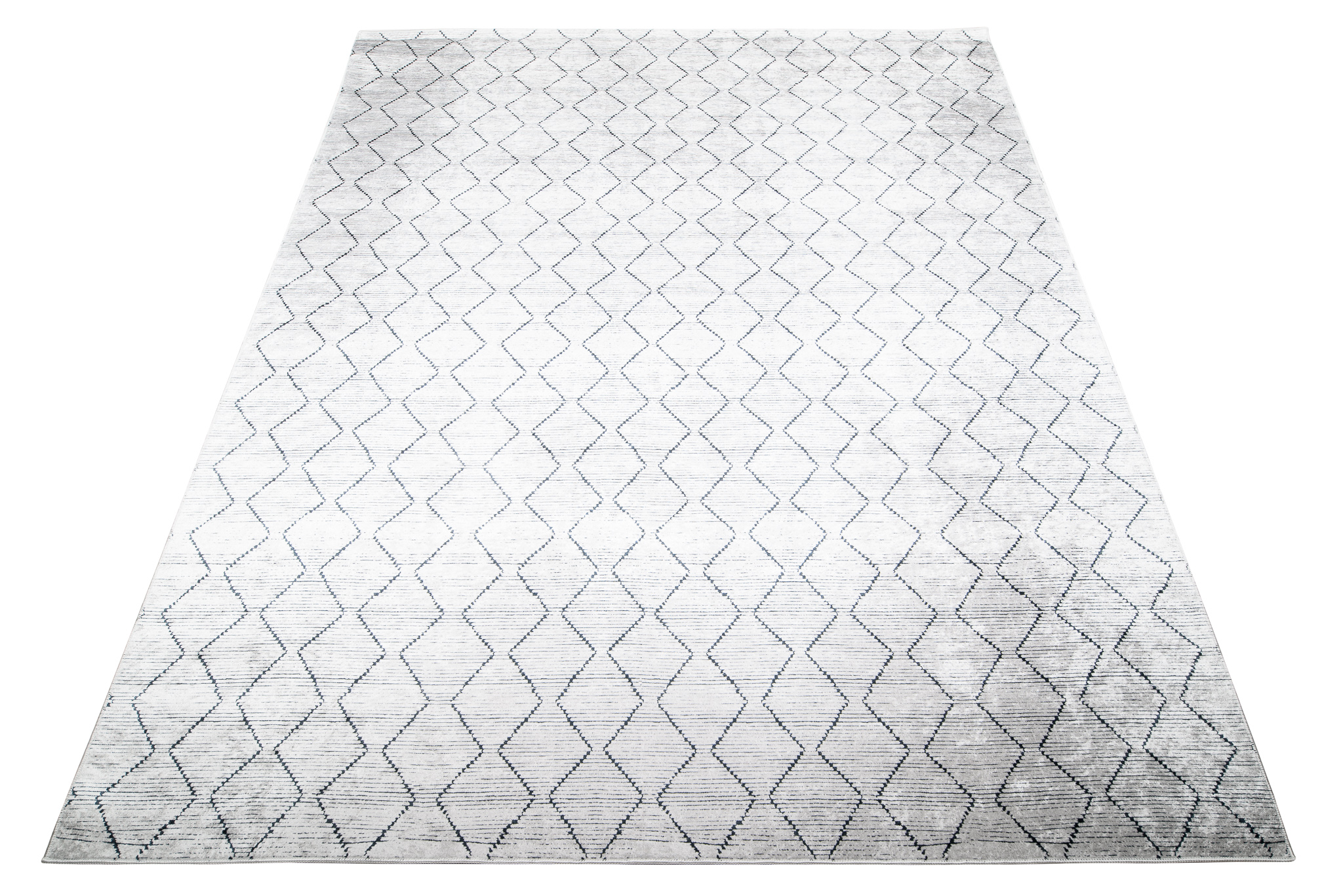 Alfombra Toscana Geométrica Gris Zigzag Azul Marino