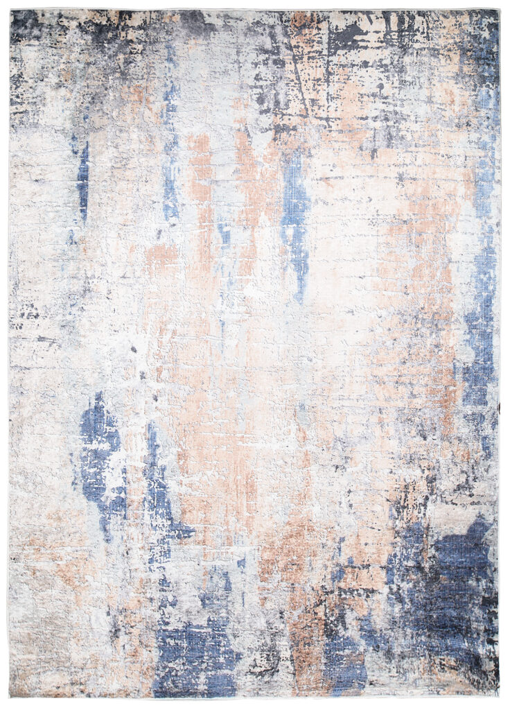 Alfombra Toscana Abstracta Azul Marino Cobre