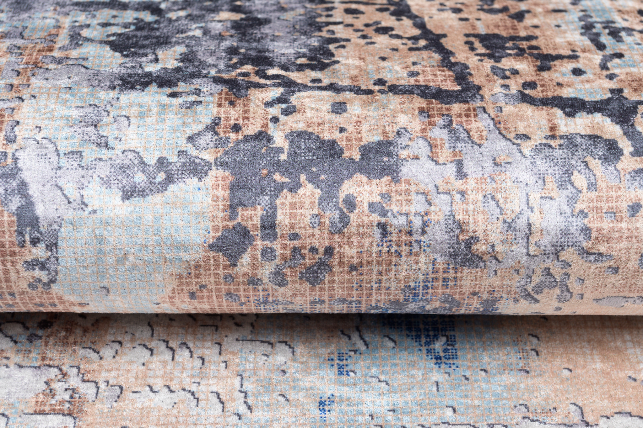 Alfombra Toscana Abstracta Azul Marino Cobre