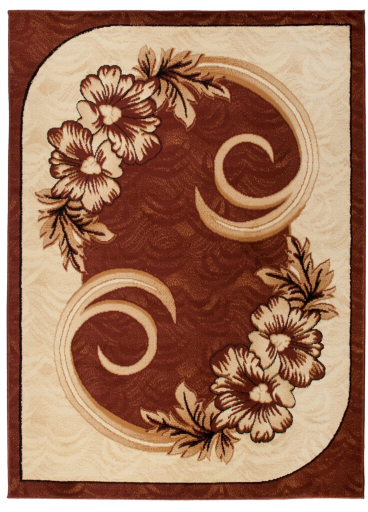 Alfombra Atlas Marrón Beige Clásico Floral