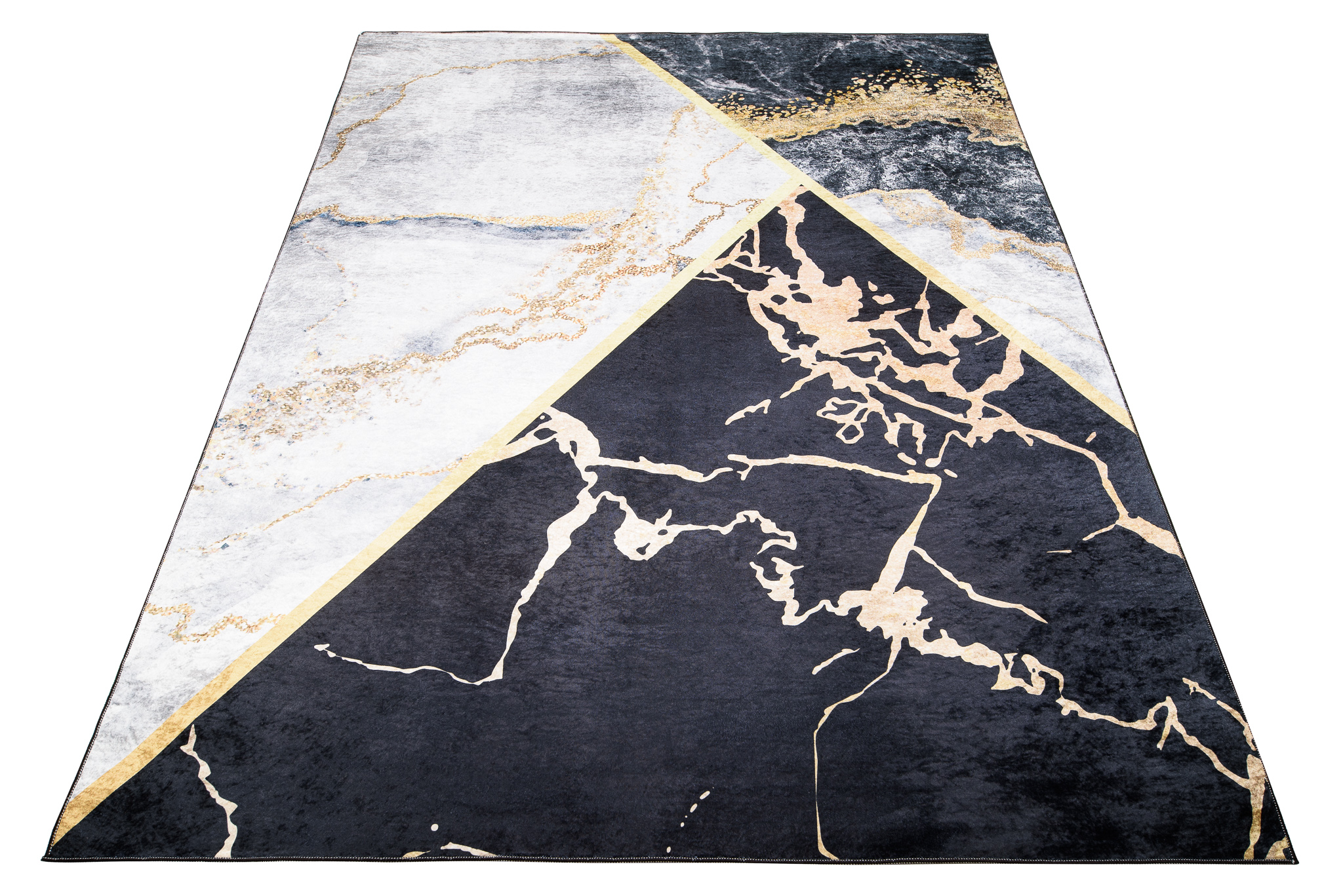Alfombra Toscana Negro Gris Dorado Mármol