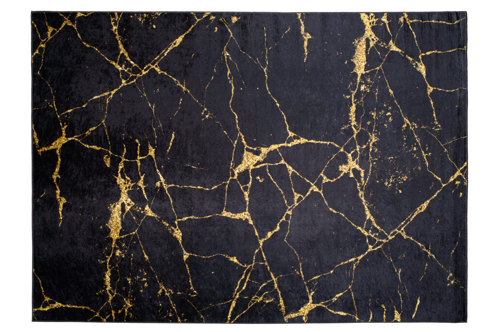 Alfombra Toscana Glamour Negro Dorado Mármol