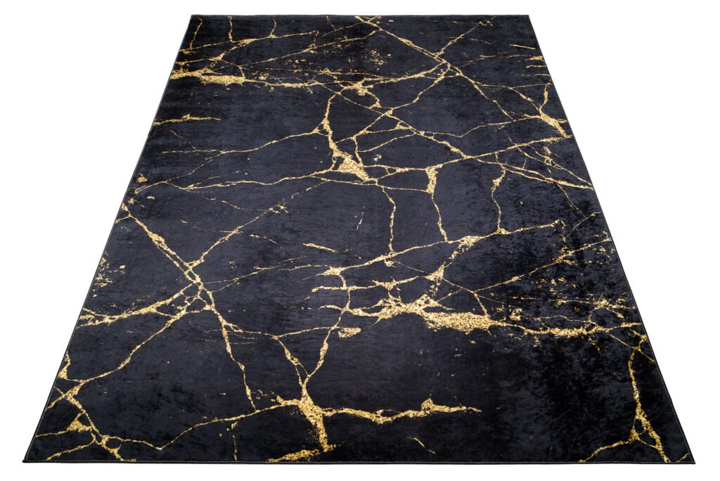 Alfombra Toscana Glamour Negro Dorado Mármol