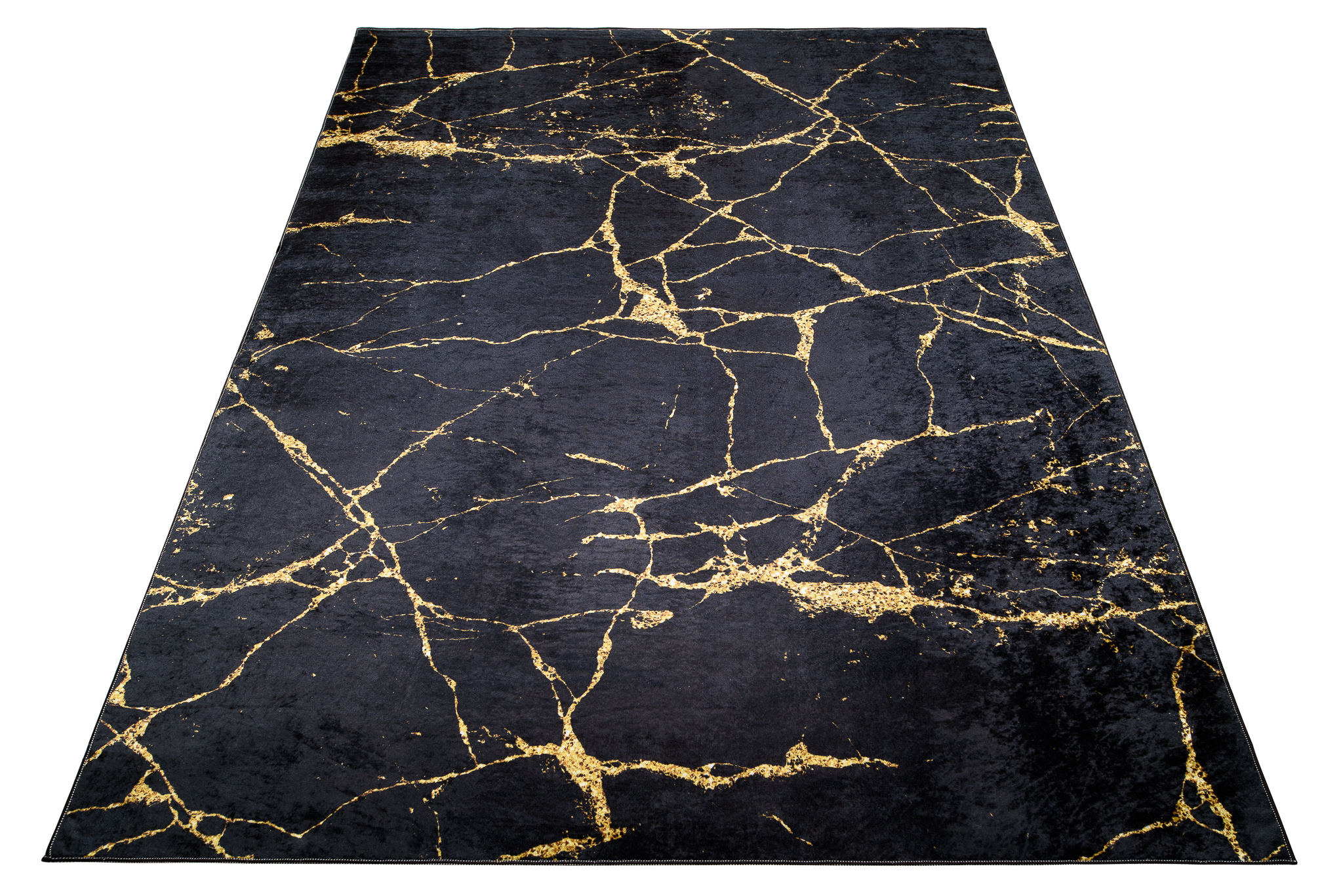 Alfombra Toscana Glamour Negro Dorado Mármol