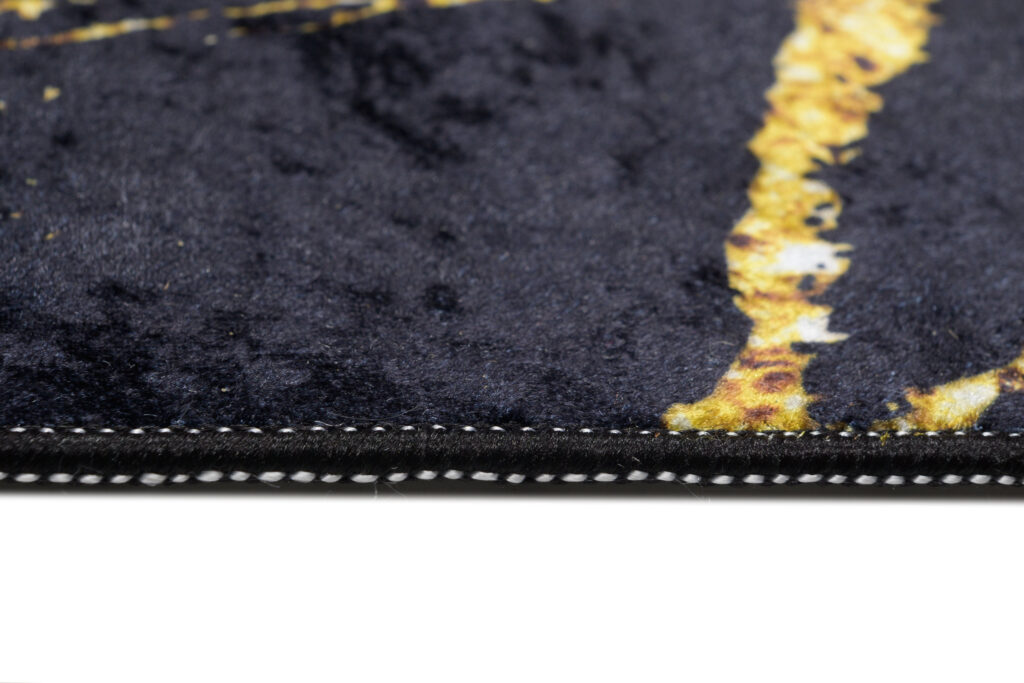 Alfombra Toscana Glamour Negro Dorado Mármol