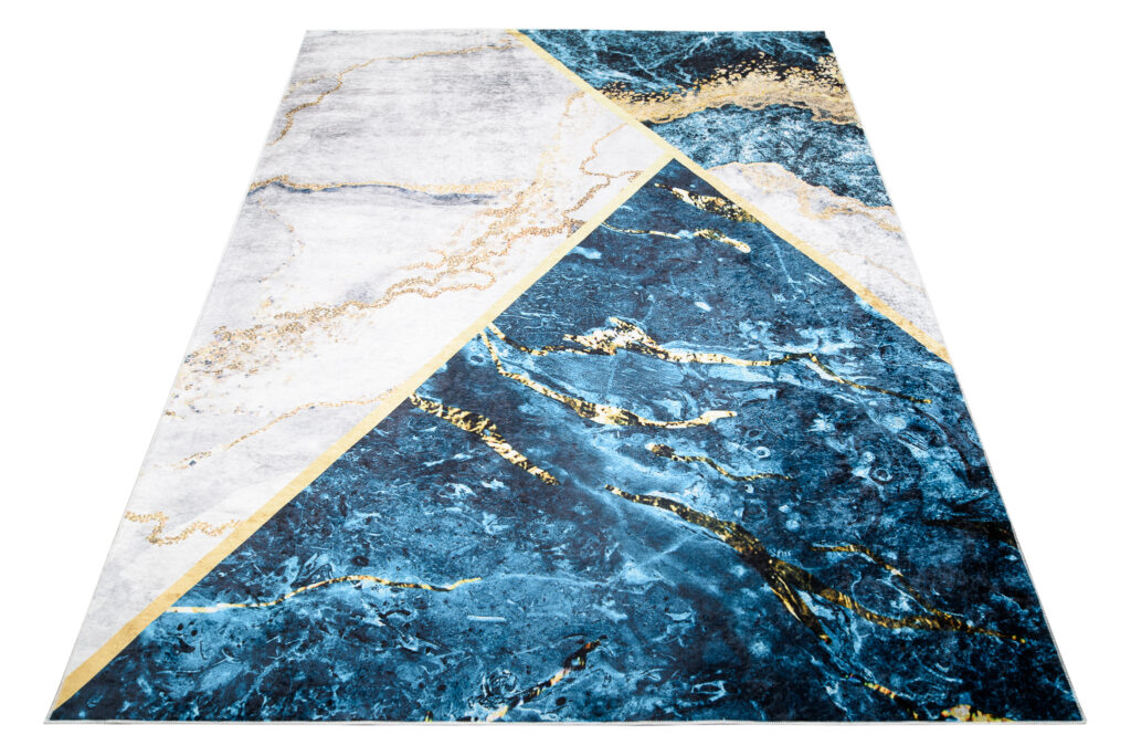 Alfombra Toscana Azul Gris Dorado Mármol