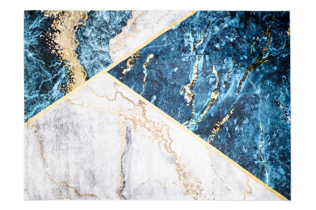 Alfombra Toscana Azul Gris Dorado Mármol