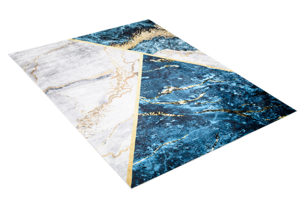 Alfombra Toscana Azul Gris Dorado Mármol