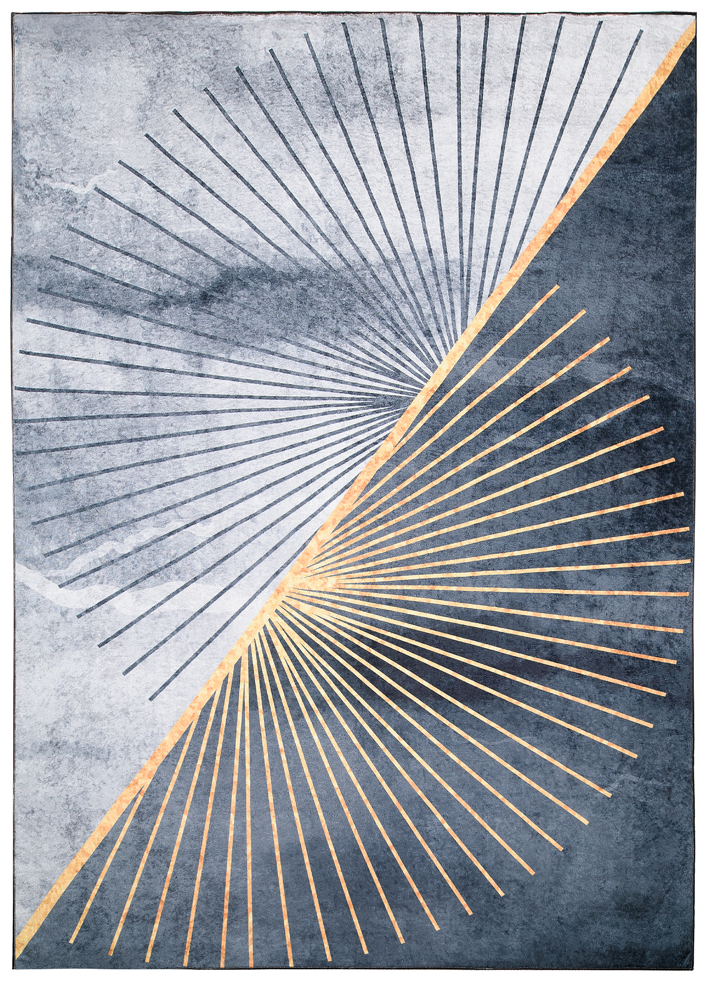 Alfombra Toscana Gris Rayos Dorados Antideslizante