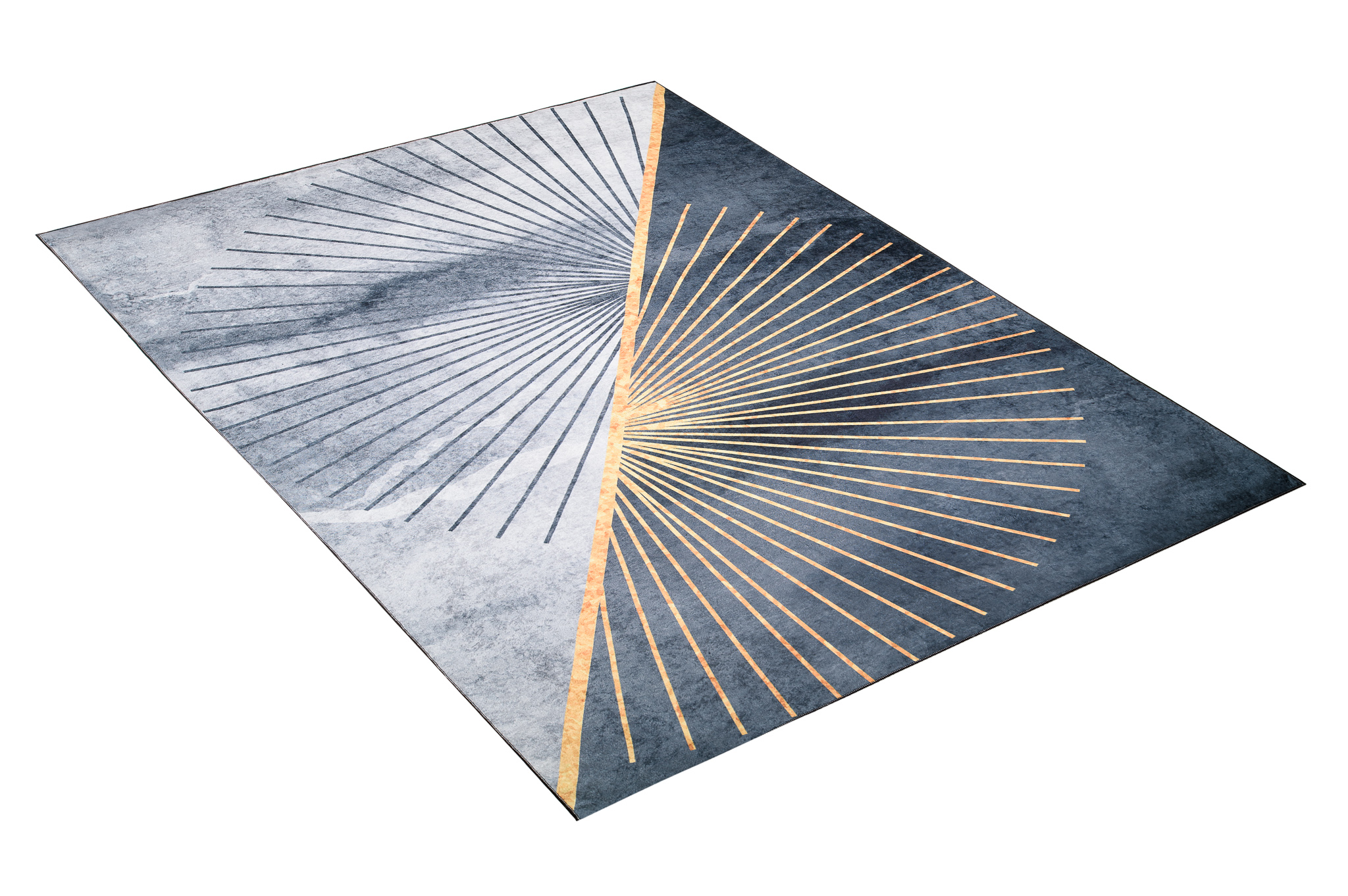 Alfombra Toscana Gris Rayos Dorados Antideslizante