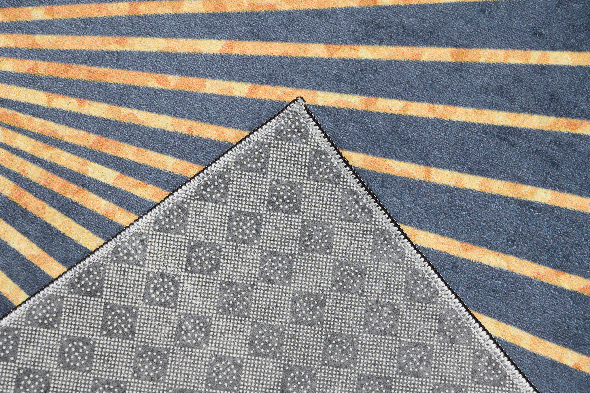 Alfombra Toscana Gris Rayos Dorados Antideslizante